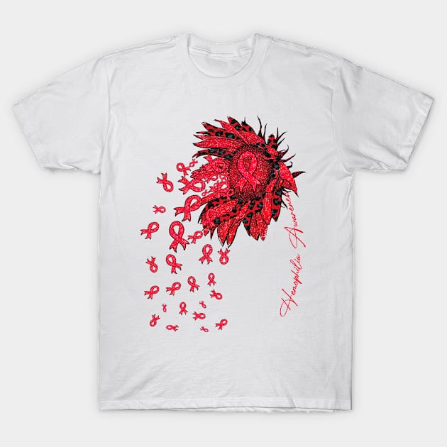 Hemophilia Awareness - Sunflower ribbon flowers fall T-Shirt by Lewis Swope